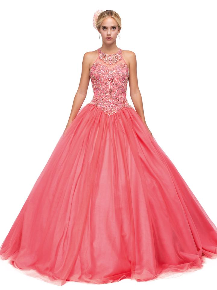 Dancing Queen - Halter Neck Embellished Bodice Ball Gown 1147