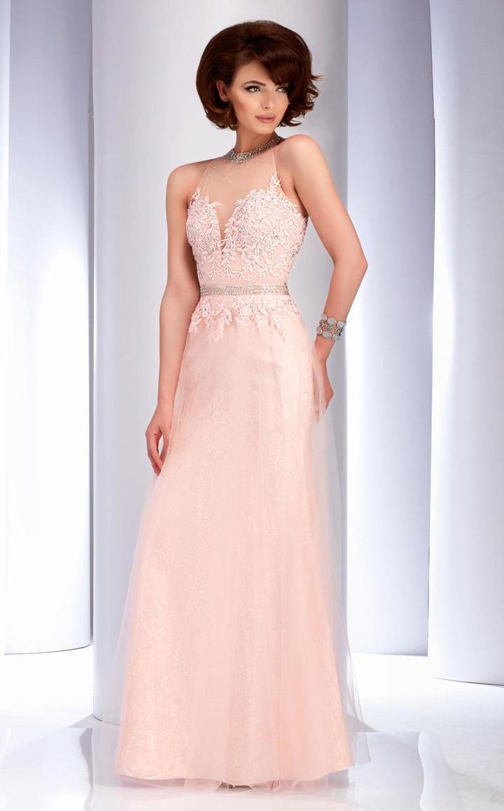 Clarisse - 2799 Lace Illusion Halter A-line Dress