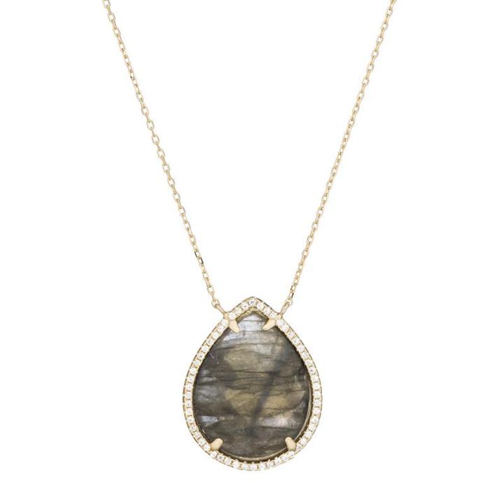 Ashley Schenkein Jewelry - Tulum Teardrop Cz Bezel Gemstone Necklace