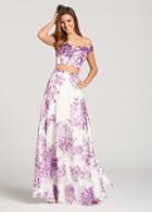 Ellie Wilde - Ew118112 Two-piece Off Shoulder Floral Lace A-line Gown