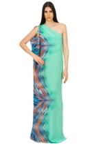 Caffe Swimwear - One Shoulder Gold Accessory Dress In Green