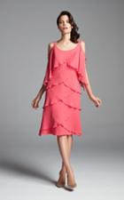 Daymor Couture - Tiered Petal Cold Shoulder Dress 381