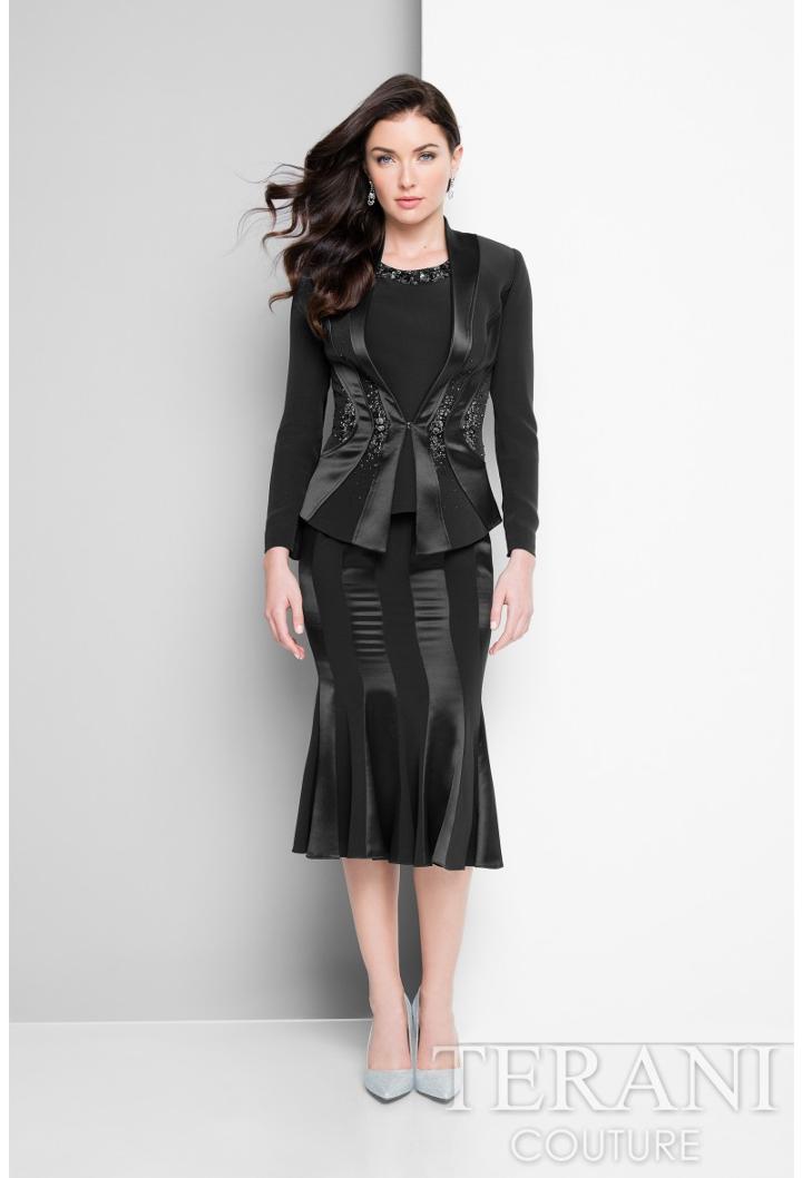 Terani Evening - Sleek Dress With Ornate Jacket 1525s0967b