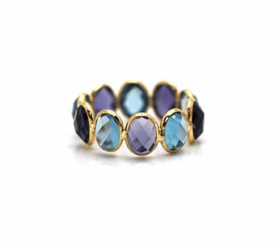 Tresor Collection - Iolite & London Blue Topaz Oval Ring Band In 18k Yellow Gold