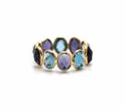 Tresor Collection - Iolite & London Blue Topaz Oval Ring Band In 18k Yellow Gold