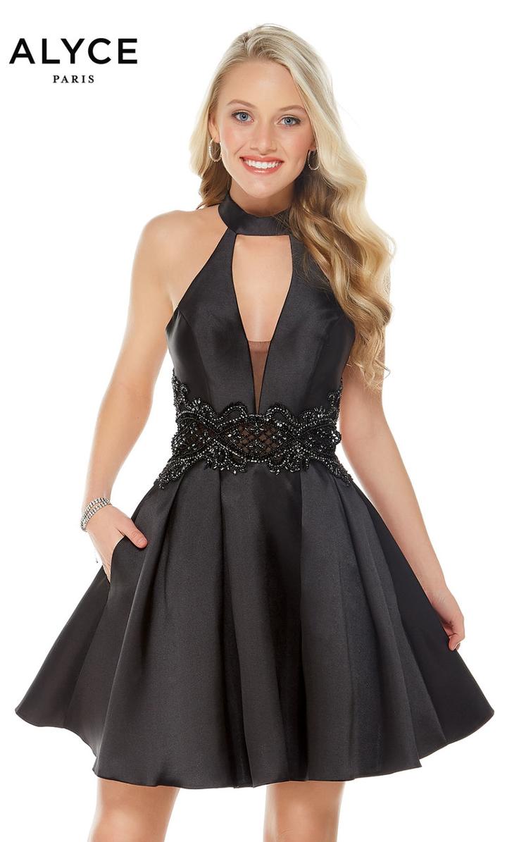 Alyce Paris - 1324 Plunging High Halter A-line Cocktail Dress