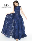 Mac Duggal - 20098r Lace High Neck Sheath Dress With Overskirt