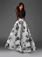 Clarisse Prom - 3579 Long Sleeve Lace And Floral Evening Gown