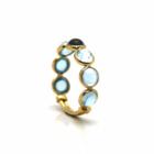 Tresor Collection - Blue Topaz Round Stackable Ring Band With Adjustable Shank In 18k Yellow Gold