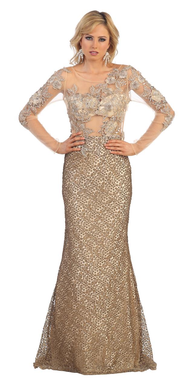 Stunning Long Fitted Dress With Long Sleeves