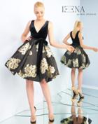 Ieena Duggal - 25996i V-neck Pleated A-line Cocktail Dress