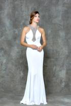 Glow By Colors - G677 Halter Sheer Embellished Long Gown