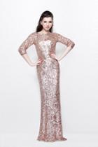 Primavera Couture - Sequined Jewel Sheath Dress 1258