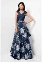 Terani Evening - Off Shoulder Layered Floral Print A-line Dress 1711m3387