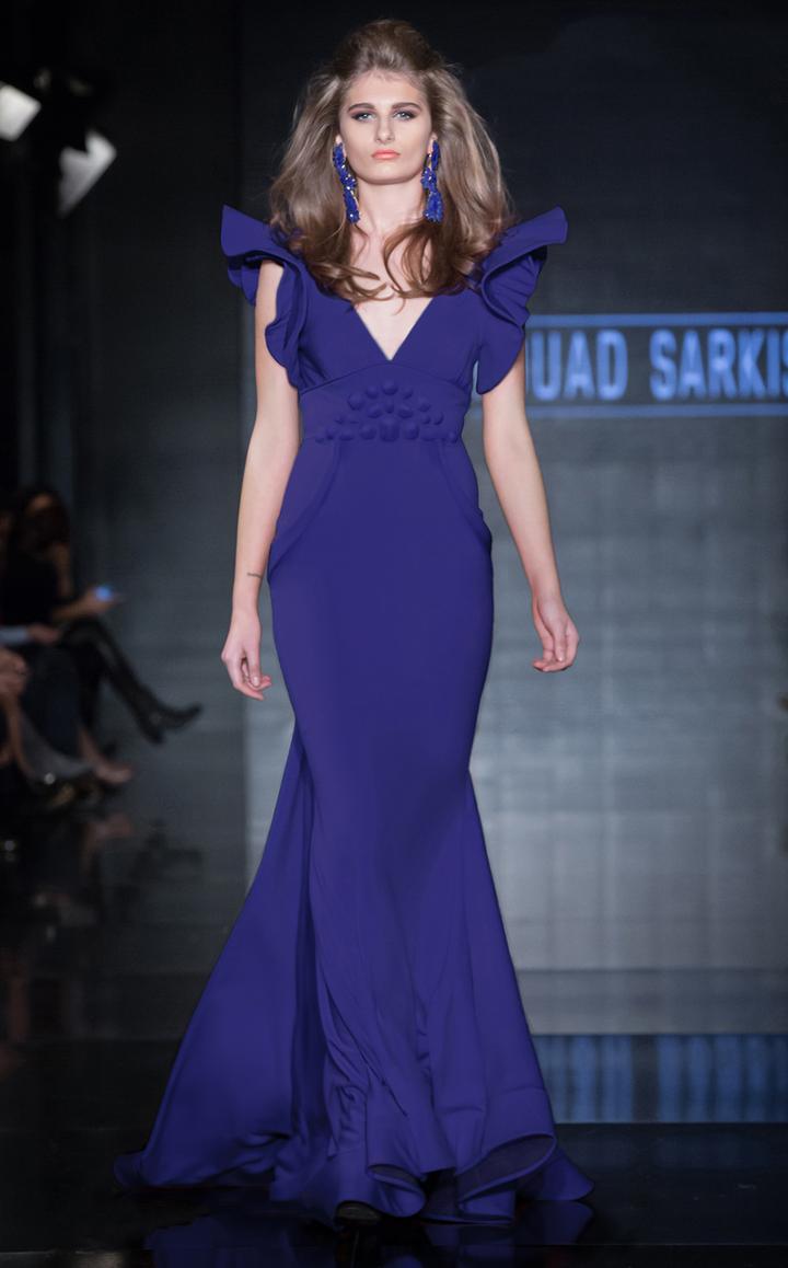 Mnm Couture - 2241 Ruffled V-neck Trumpet Dress