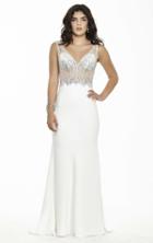 Jolene Collection - 17138 V-neck Sheer Embellished Long Gown