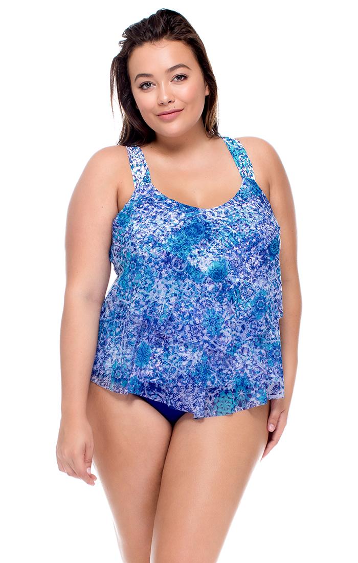 Curve Swimwear - Ava Tiered Tankini Top 399dd/eodse