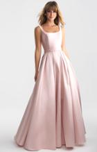 Madison James - 18-735 Ribbon Accented Plunging Back Lustrous Ballgown