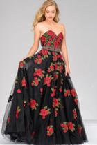 Jovani - Sweetheart Neck Long Floral Prom Dress 45741