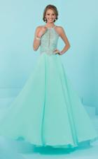 Tiffany Designs - 16246 Halter Illusion Center Split Gown