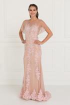 Elizabeth K - Gl1585 Beaded Lace Dolman Sleeve Sheath Dress