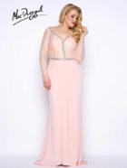 Mac Duggal Plus Size - 77024 Long Sleeve Gown In Blush