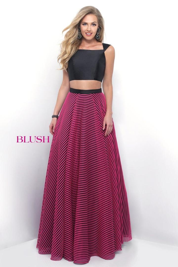 Blush - Straight-across Two-piece Mikado Gown 11336