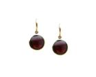 Tresor Collection - Garnet Simple Round Dangle Earring In 18k Yellow Gold