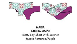 Nicolita Swimwear - New! Knotty Reversible Bikini Boy Short With Scrunch In Riviera Romance/purple