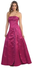 May Queen - Elegant Beaded Straight Neck A-line Satin Dress Mq3708