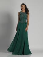 Dave & Johnny - A6347 Jewel Neck Beaded A-line Gown