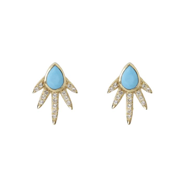 Margaret Elizabeth - Firefly Studs Turquoise & White Topaz