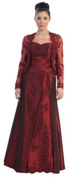 Strapless Sweetheart Long Gown With Long Sleeve Lace Jacket