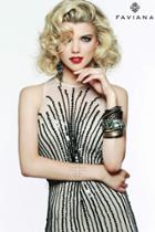Faviana - S7596 Nude Stretch Tulle Evening Dress With Liquid Style Beading Detail
