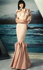 Mnm Couture - Rosette Accented V-neck Mermaid Gown G0808