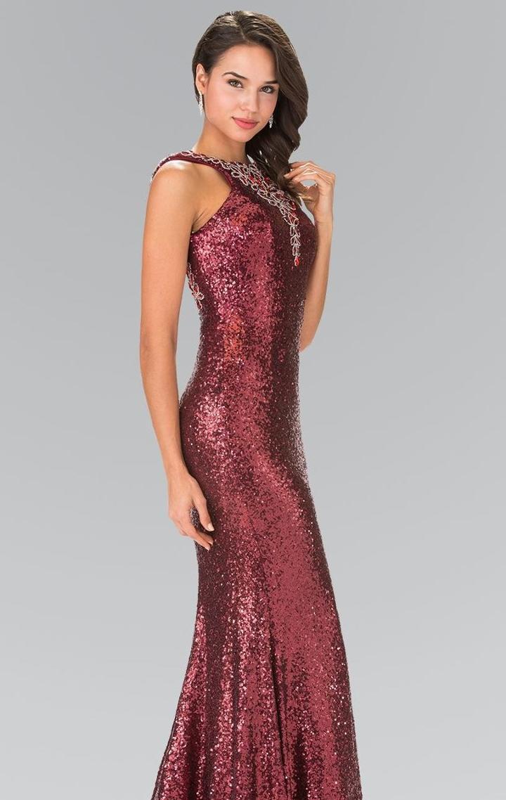 Elizabeth K - Sequined Halter Long Gown Gl2301