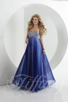 Tiffany Designs - Crystal Flourished Empire Long Evening Gown 46048