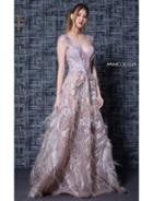 Mnm Couture - K3615 Embellished Deep V-neck A-line Dress