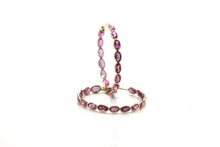 Tresor Collection - Pink Tourmaline Hoop Earring In 18k Yellow Gold