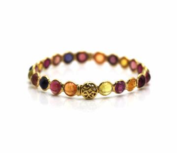 Tresor Collection - Multicolor Stones Round Cab Bangle In 18k Yg