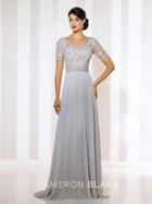 Cameron Blake - Chiffon A-line Gown In Silver 116666