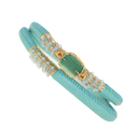 Mabel Chong - Aquamarine Leather Wrap-bracelet.