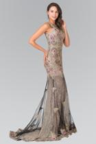 Elizabeth K - Embroider Floral Long Dress Gl2269