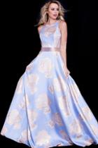 Jovani - 58672 Sleeveless Floral Printed Satin Prom Gown
