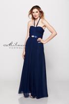 Milano Formals - Halter Straps Shirred Long Gown E1168