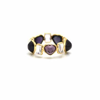 Tresor Collection - Multi Spinel H/s & Rainbow Moonstone Rectangle Ring In 18k Yellow Gold