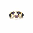 Tresor Collection - Multi Spinel H/s & Rainbow Moonstone Rectangle Ring In 18k Yellow Gold