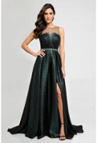 Terani Evening - 1723e4268 Beaded Illusion Metallic Evening Gown