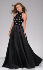 Jovani - Beaded Halter Neck A-line Evening Dress 45120a