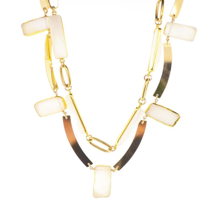 Mabel Chong - Druzy Petal Double Layer Necklace- Wholesale